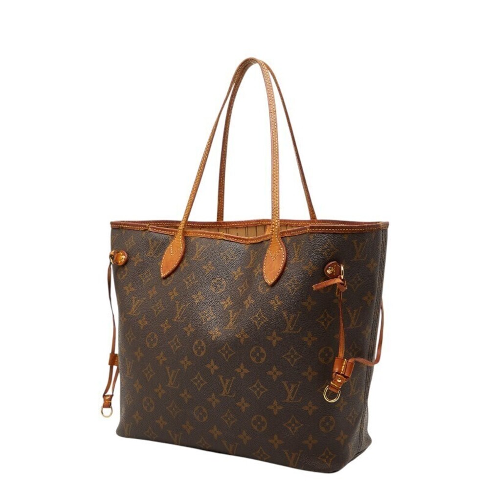 Louis Vuitton Shoulder Tote Brown Monogram Bag Neverfull Leather Brown